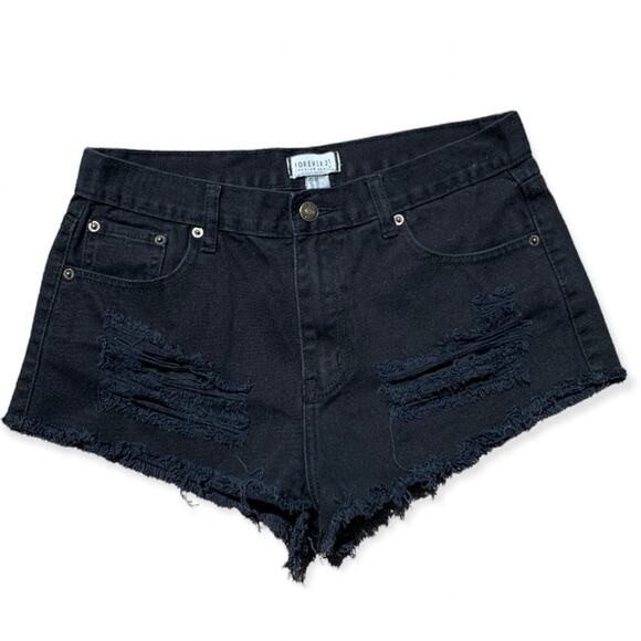 Forever 21 black distressed shorts size 28 - Picture 1 of 6